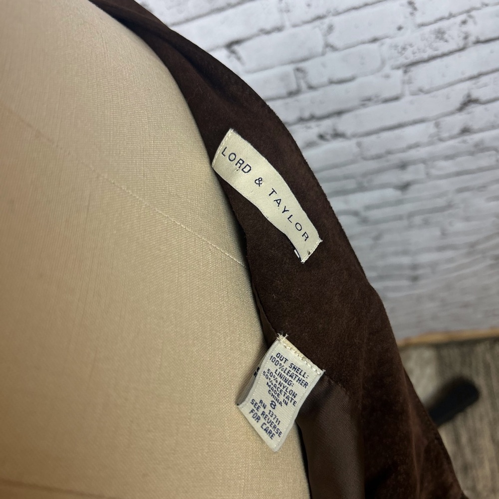 Lord & Taylor | Chocolate 100% Leather Suede Skirt size 8 - Picture 5 of 5